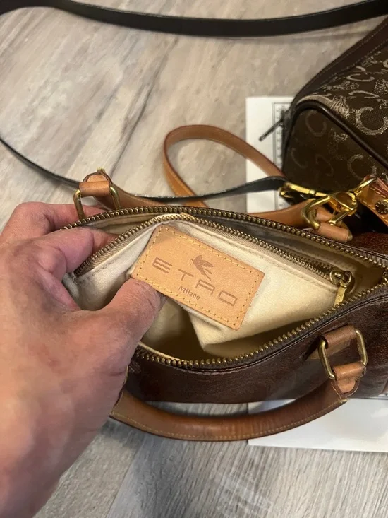 Celine Brown and Tan Monogram with COA Crossbody bundle with Etro crossbody - Picture 8 of 9